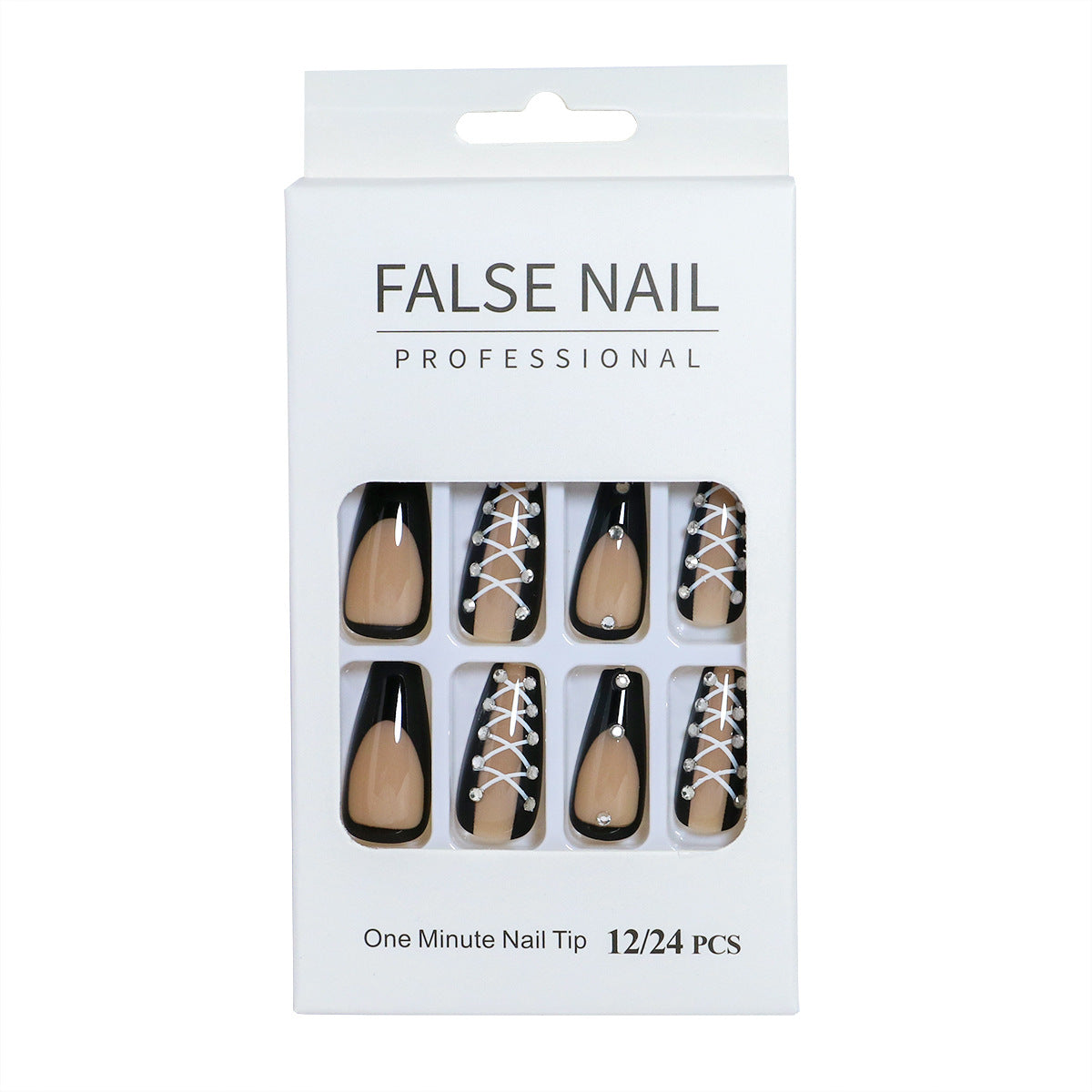 Dekorativer Press-On-Nagelset mit 3D-Akzenten Brehn