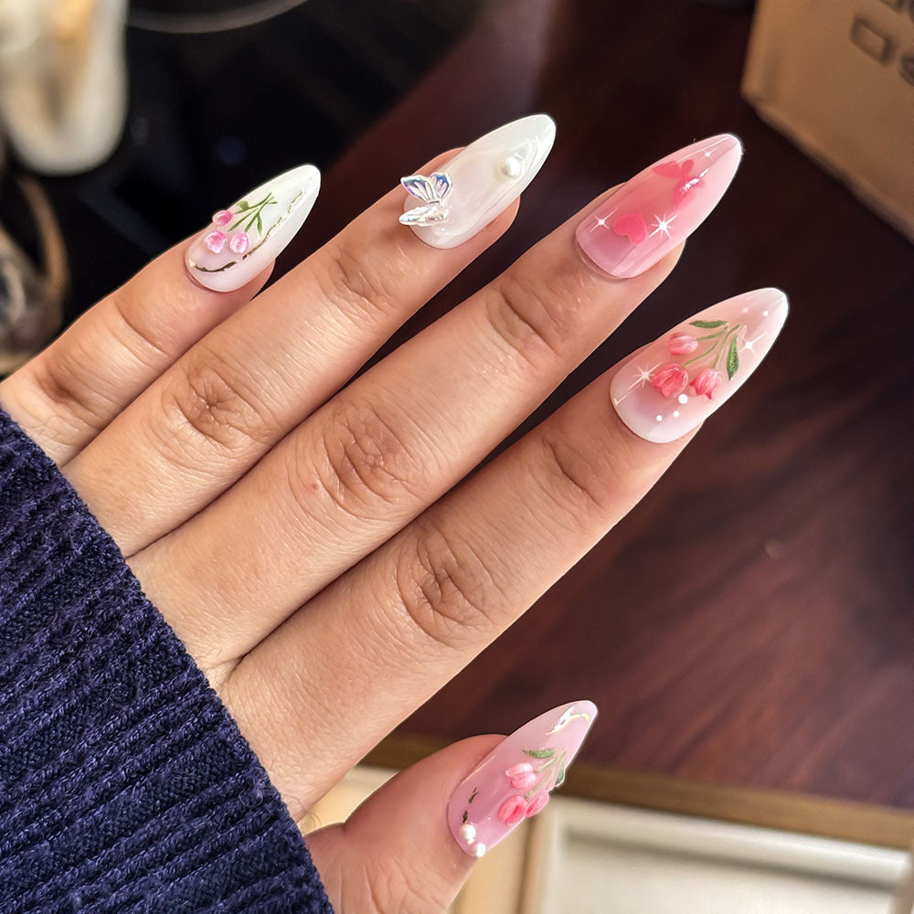 Blumenverzierte Press-On-Nagelkollektion Brehn
