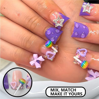 Verspieltes Glitzerndes Press-On Nagelkunst-Set Brehn
