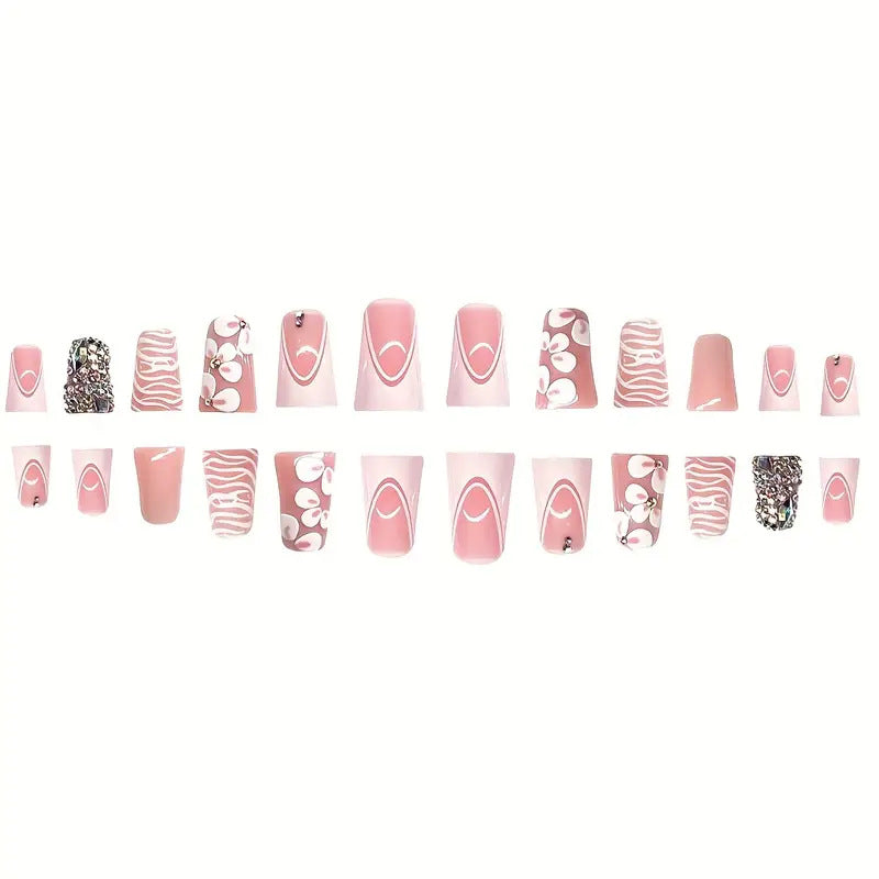 Glamorous 3D Floral Press-On Nail Art Brehn