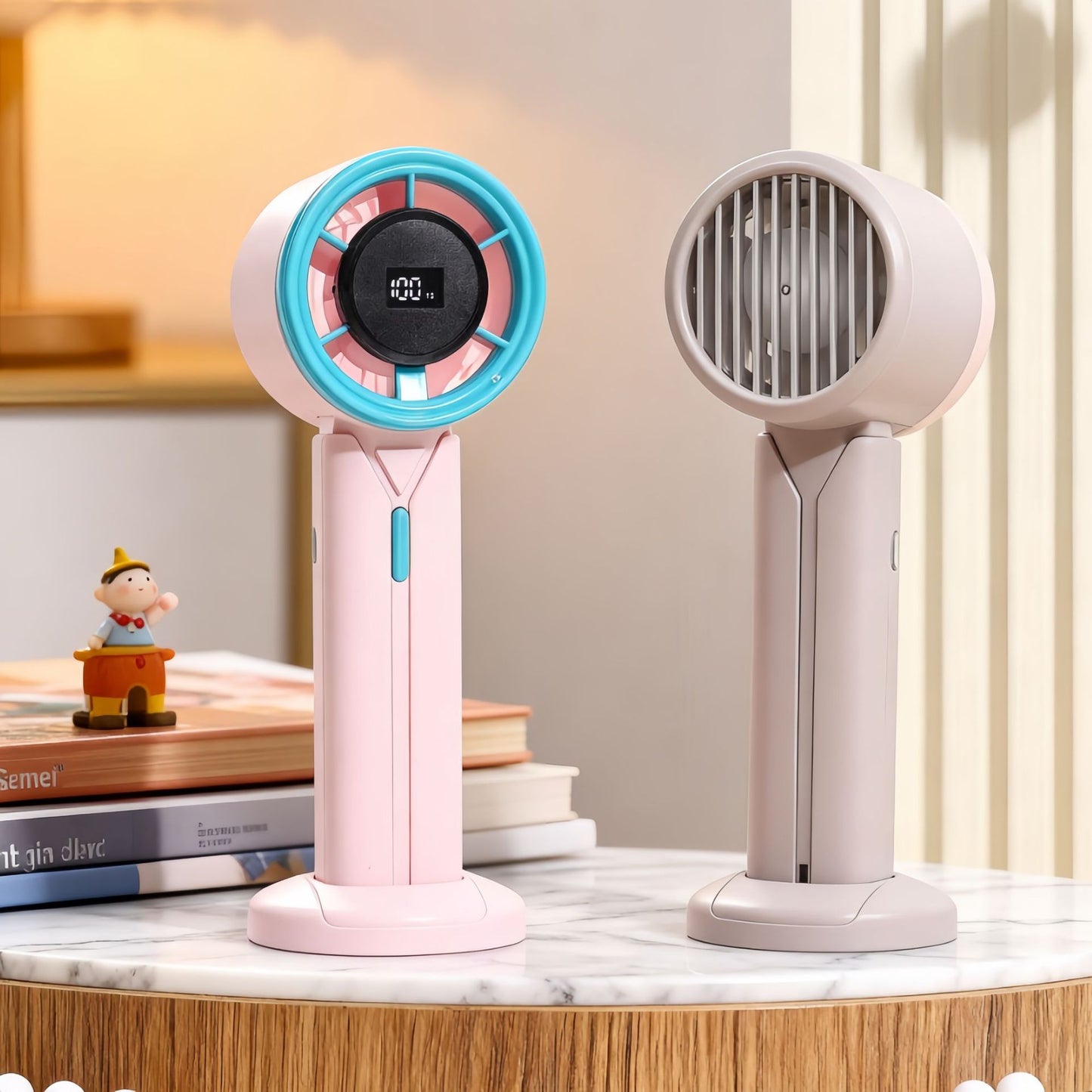 Damen Tragbarer Handventilator mit LCD-Digitalanzeige und USB-Ladefunktion Brehn