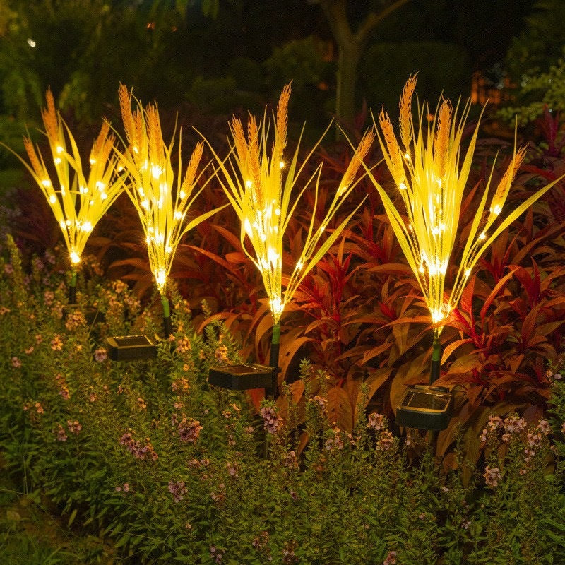 LED-beleuchtete realistische Weizengras-Gartenstecklichter dekorative Landschaftscluster Brehn