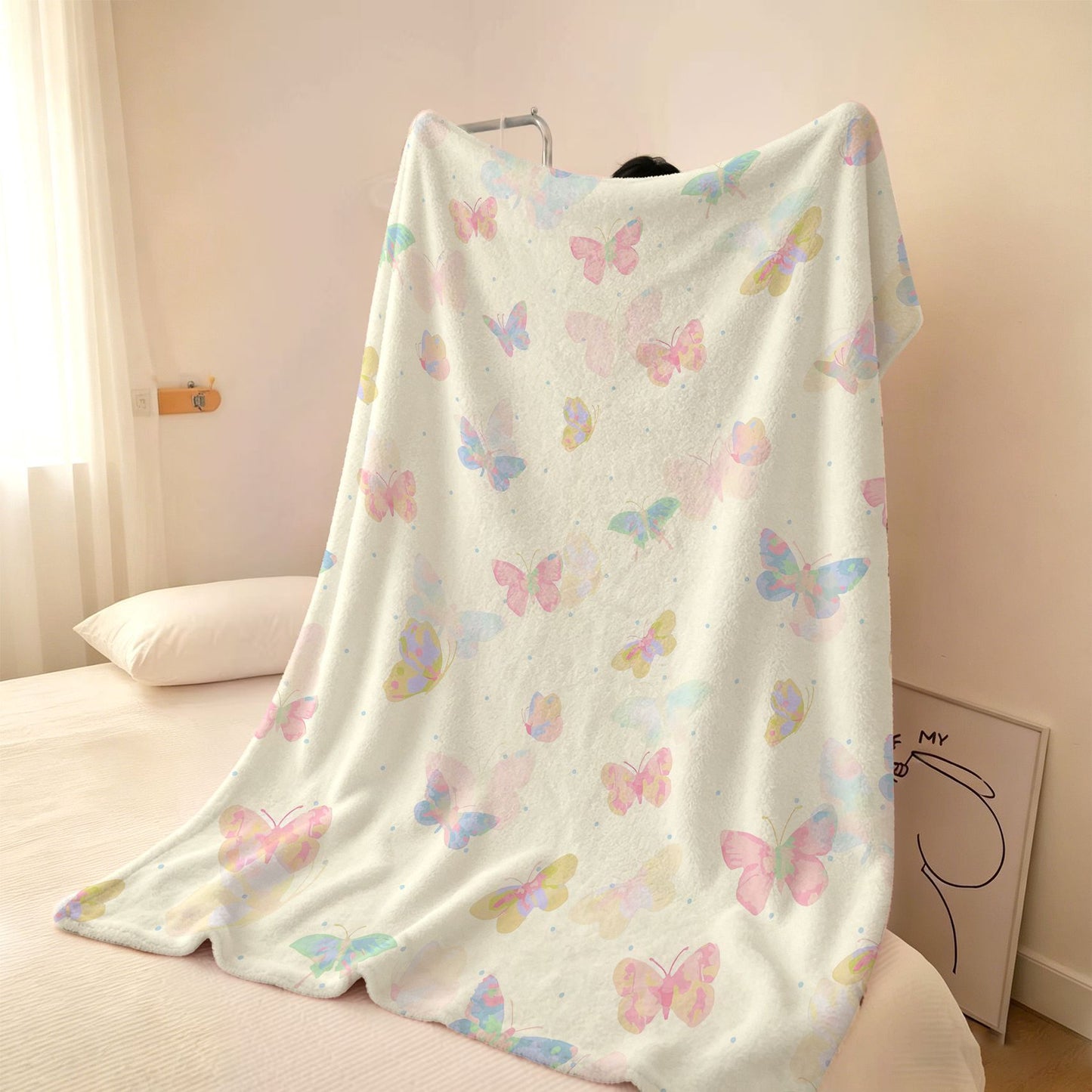 Gemütliche Schmetterlingsdruck Fleece-Wurfdecke