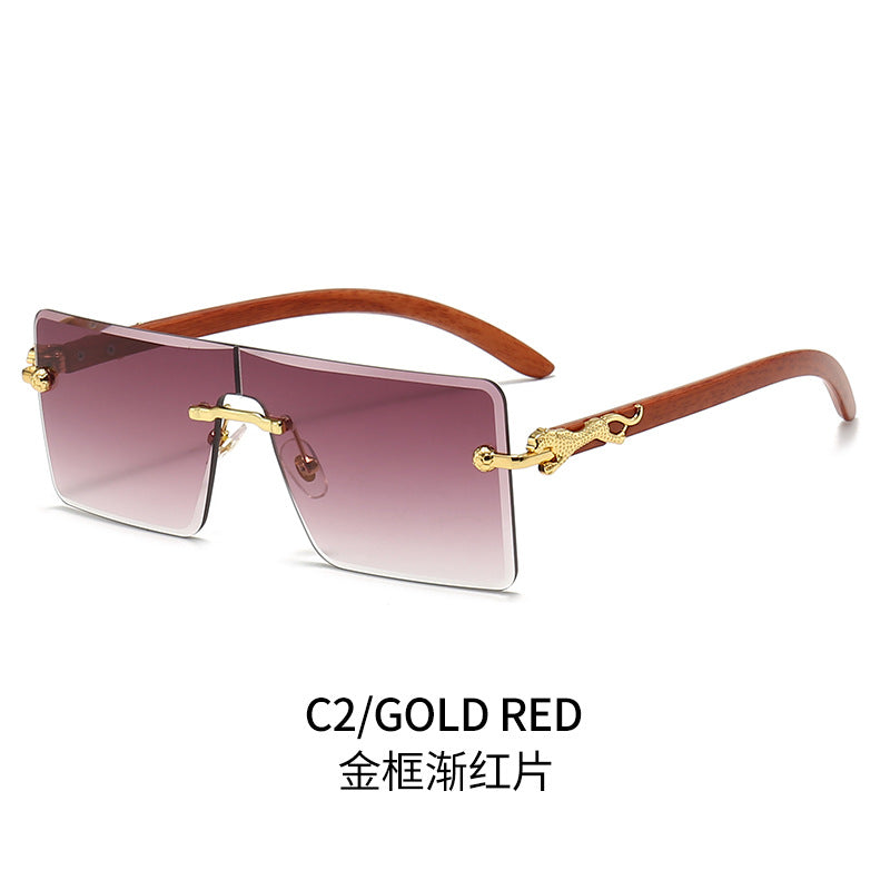 Damen oversized modische Sonnenbrille mit luxuriösen Holz- und Metallelementen Brehn