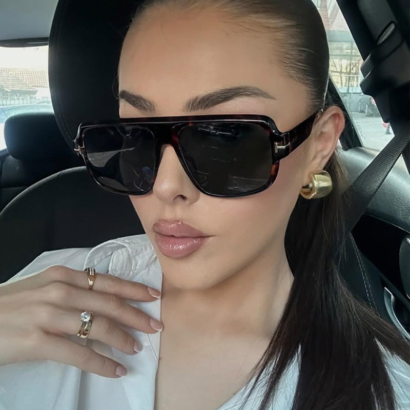 Damen modische quadratische Sonnenbrille mit trendigem Schildkrötenmuster Brehn