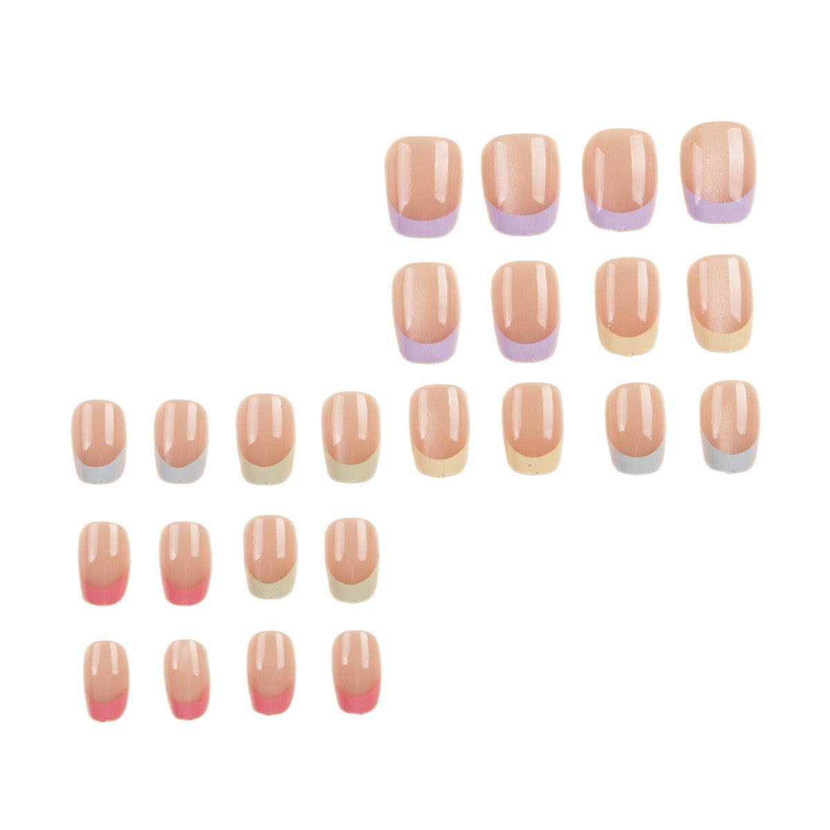 Künstlerisches farbenfrohes French Tip Press-On Nail Set Brehn