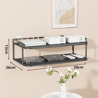 Wandmontierte belüftete Stahl-Dual-Tech-Regal für Router und Mediaplayer