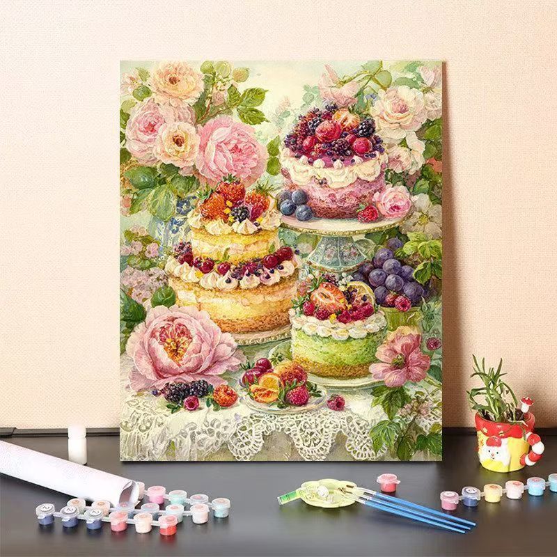 DIY Dessert-Themen Malen nach Zahlen Kunstset Brehn