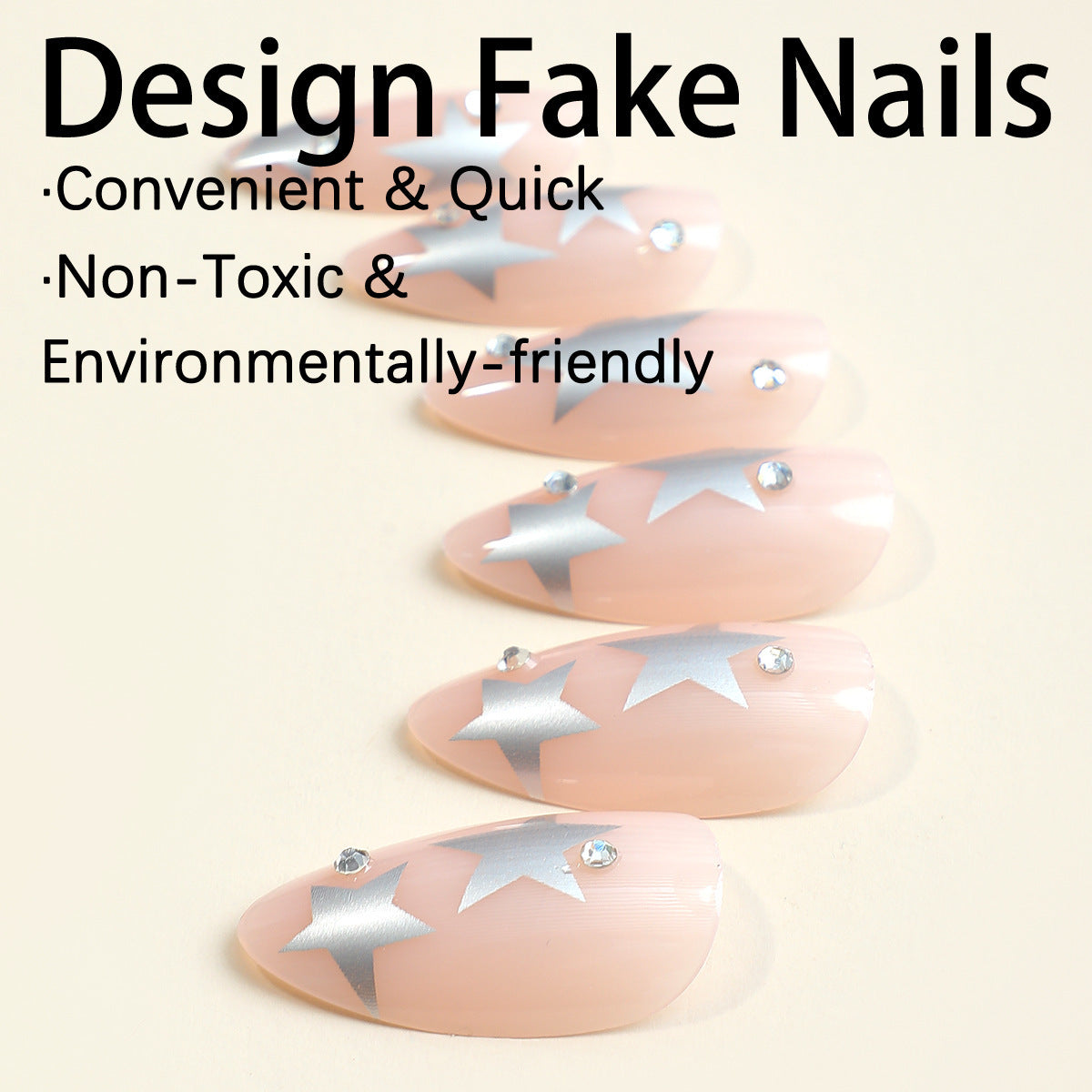 Kunstnagelset mit glamourösen Sternen-Akzenten Brehn