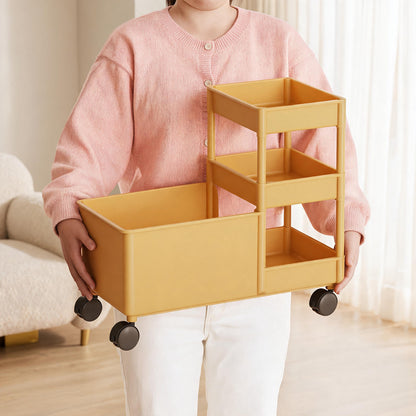 Multi-Ebenen Rollwagen mit tiefem Behälter und stapelbaren Tray-Regalen