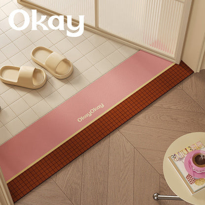 Cushioned Non-Slip Entryway Floor Mat with Faux Leather Border