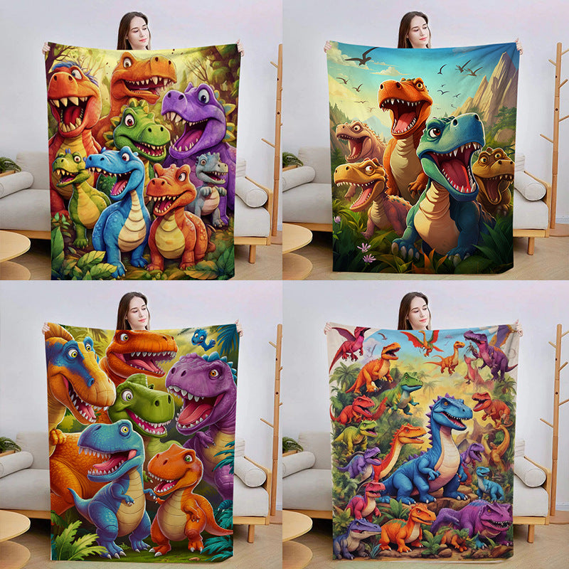 Illustriertes Dinosaurier-Print-Wurfdecke