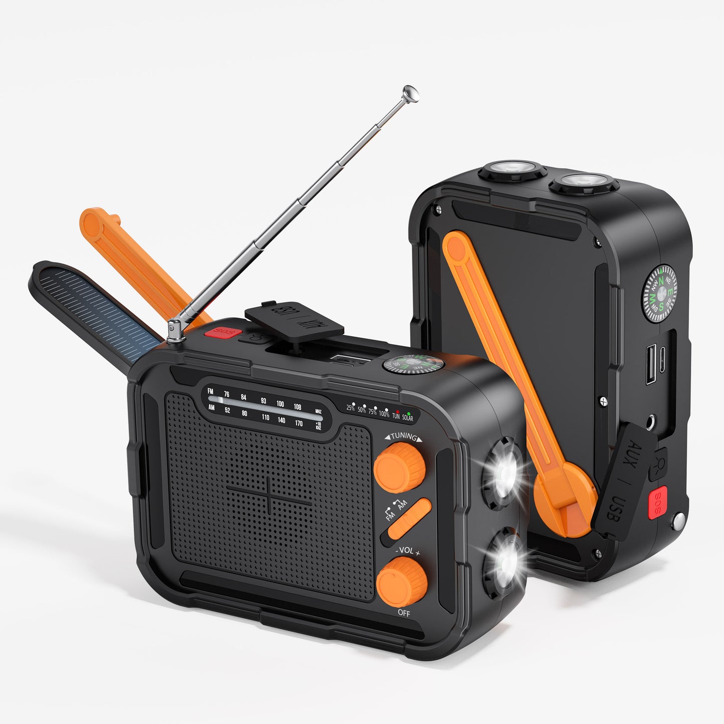 Multifunktionales Notfallradio mit Solarladegerät und Taschenlampe Brehn