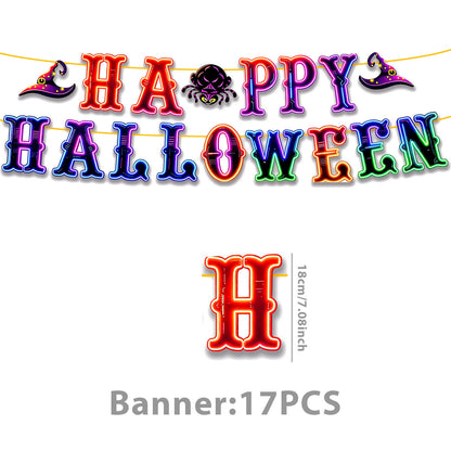 Komplettes Halloween-Party-Tischdekor-Set mit Neon-Kürbisdesign Einweggeschirr und Girlande