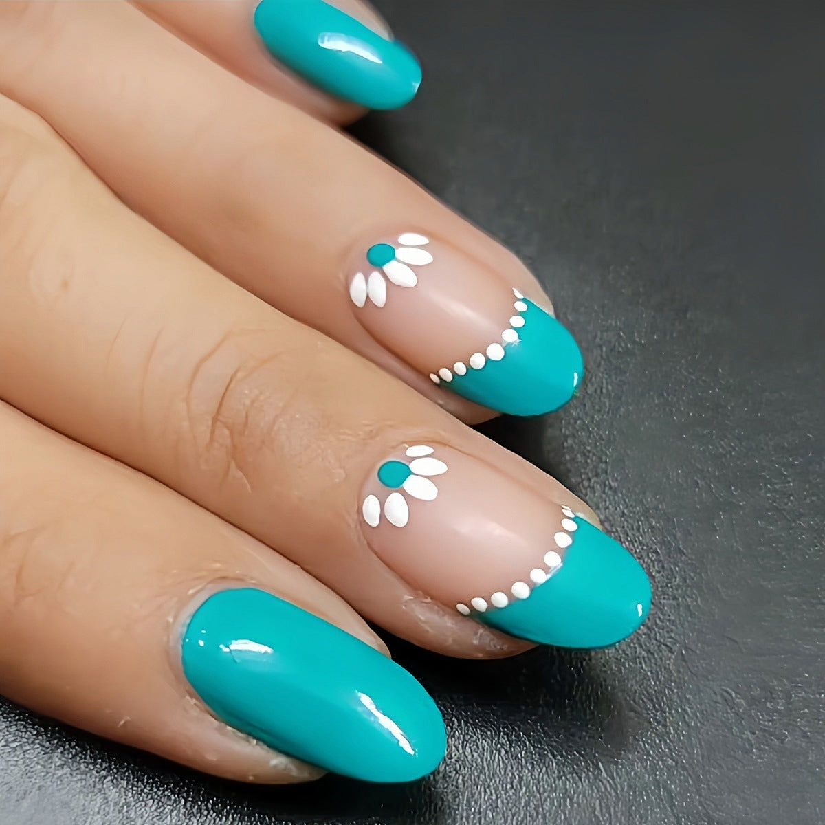 Dekorative Blumen Gel Press-On Nägel Brehn