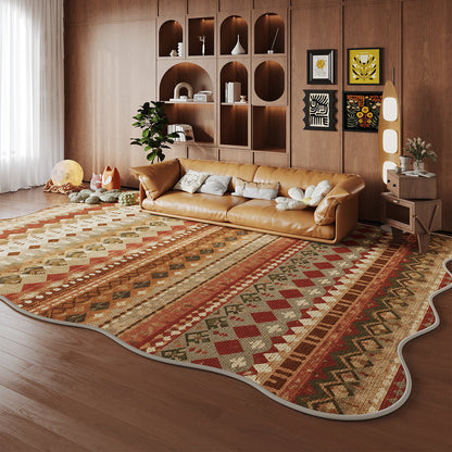 Large Scalloped-Edge Vintage Moroccan Low-Pile Area Rug