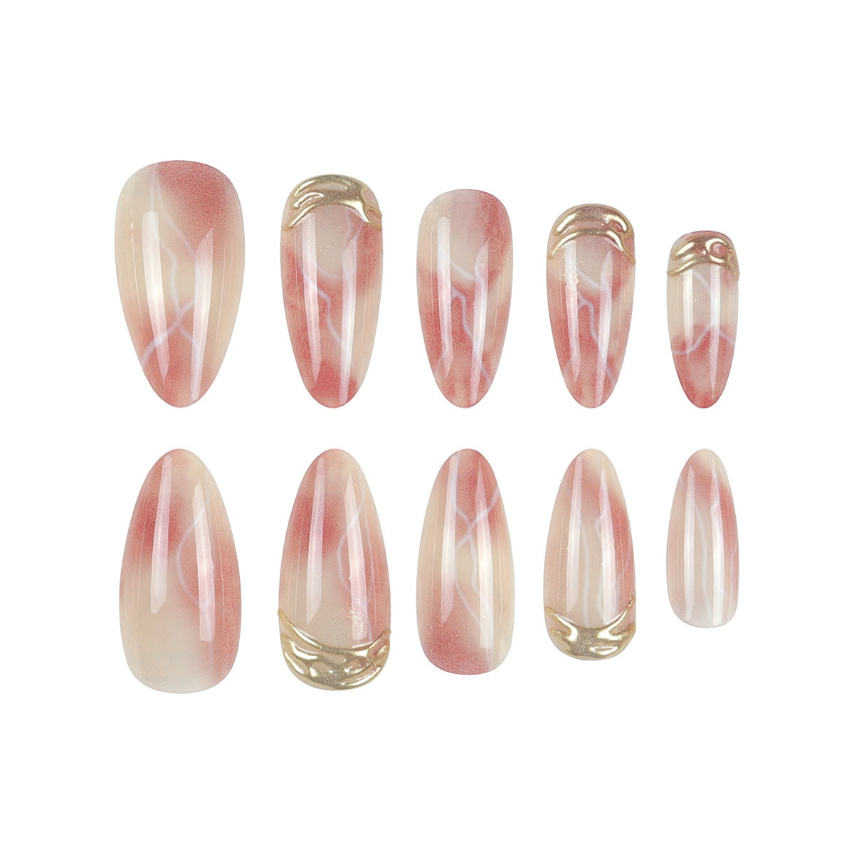 Elegante Stiletto Press-On Nagel Set mit Marmor Design Brehn