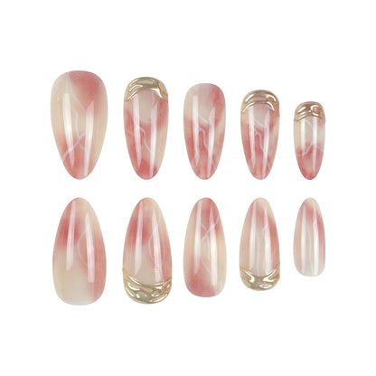 Elegante Stiletto Press-On Nagel Set mit Marmor Design Brehn