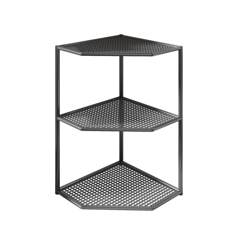 Drei-Ebenen-Eck-Küchenarbeitsplatten-Organizer-Regal mit belüfteten Metalltabletts
