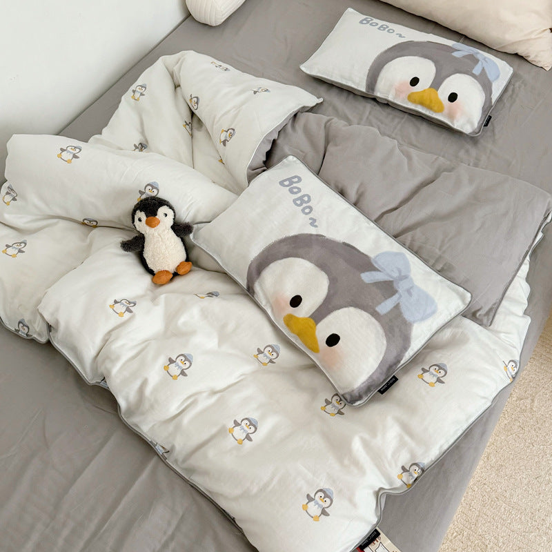 Bettwäsche-Set mit gesteppter Decke und niedlichen Hundemotiven