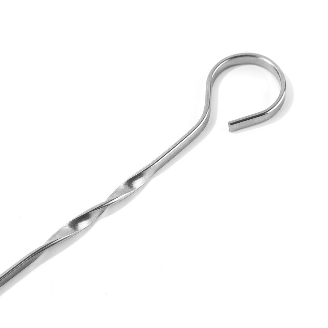 Edelstahl Grillspieß-Set mit Flachen, Verdrehten Spießen, Hitzebeständiger Silikonbürste und Aufbewahrungstasche Brehn