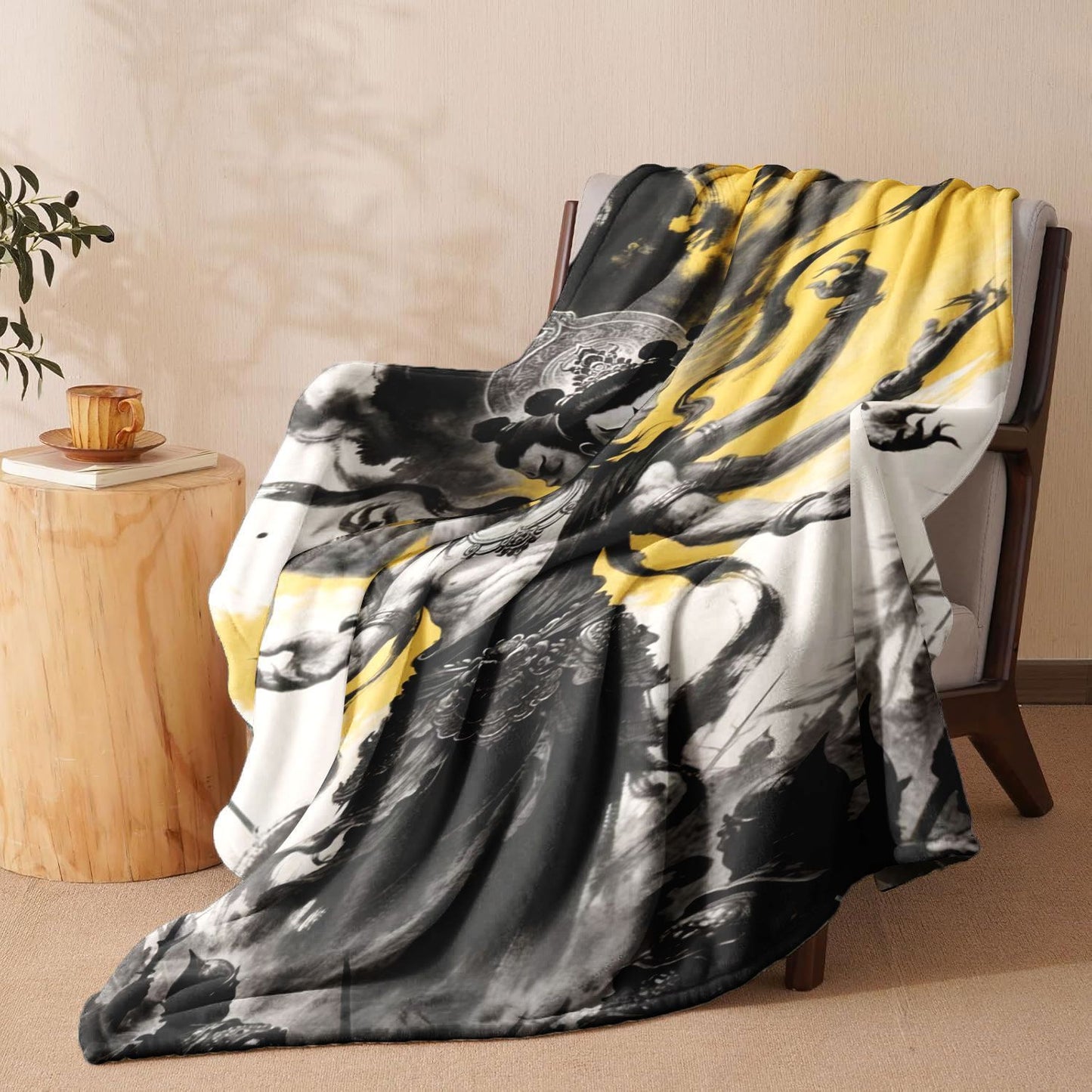 Künstlerische, von Tibet inspirierte Fleece-Wurfdecke