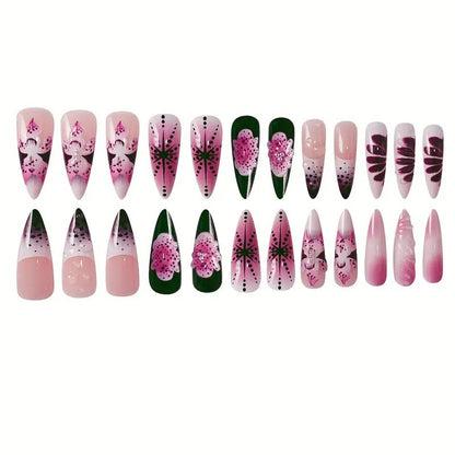 Künstlerische Blumen-Stiletto-Nagelverlängerungen Brehn