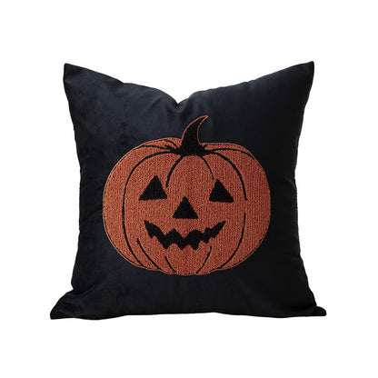 Quadratisches Dekoratives Kissen mit gesticktem Halloween‑Gespenst und Bouclé‑Oberfläche Brehn