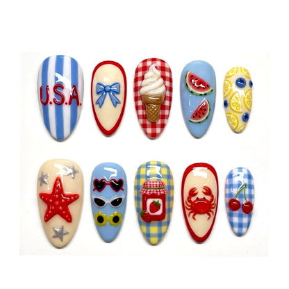 Kunstnagelset mit sommerlichen Motiven Brehn