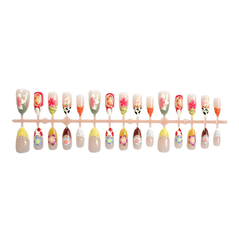 Künstlerische handbemalte florale Press-On Nagelkunst Brehn