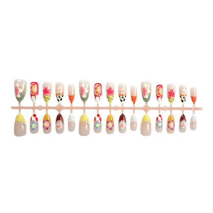 Künstlerische handbemalte florale Press-On Nagelkunst Brehn