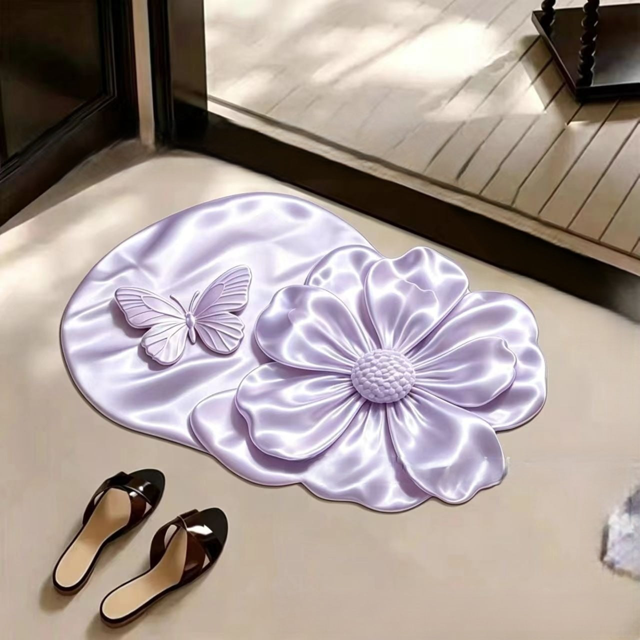Floral Print Plush Teppich