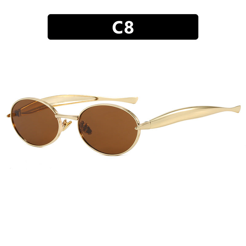 Damen modische Sonnenbrille mit ovalem Rahmen und funkelnden Details Brehn