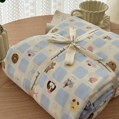 Blumenmuster Baumwolle-Leinen Bettbezug Geschenkset mit wendbarem Finish und tiefen Eckbändern