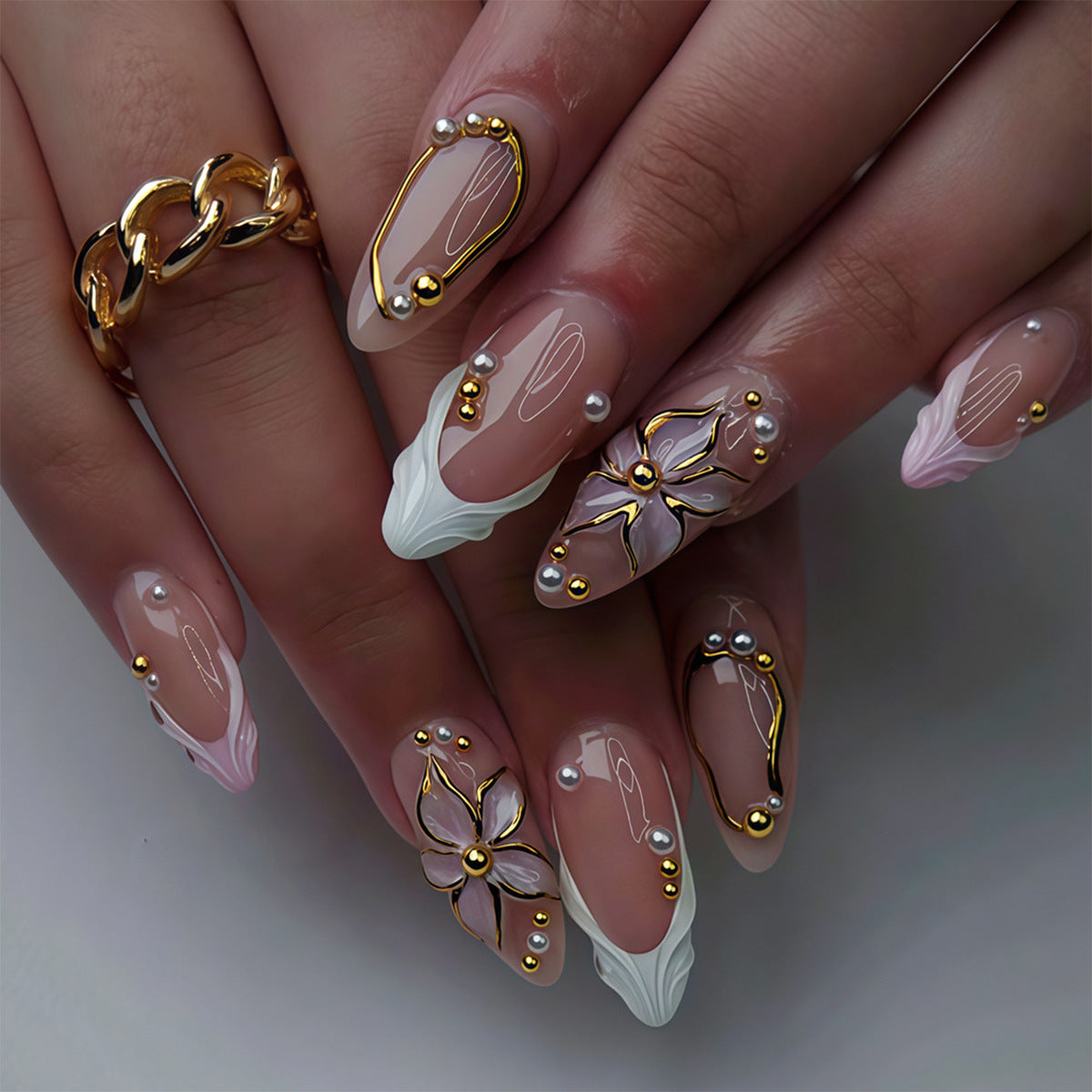 Luxus 3D Blumen Nagelkunst Verlängerungen Brehn