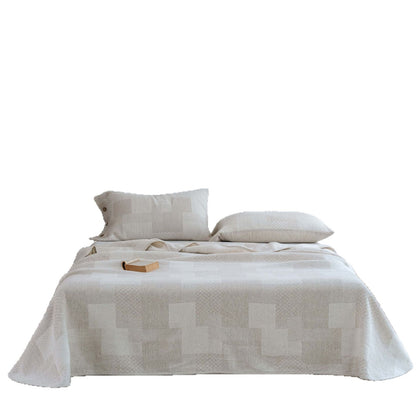 Wendbare Jacquard-Baumwoll-Bettüberwurfset mit Knopfverschluss-Kissenbezügen