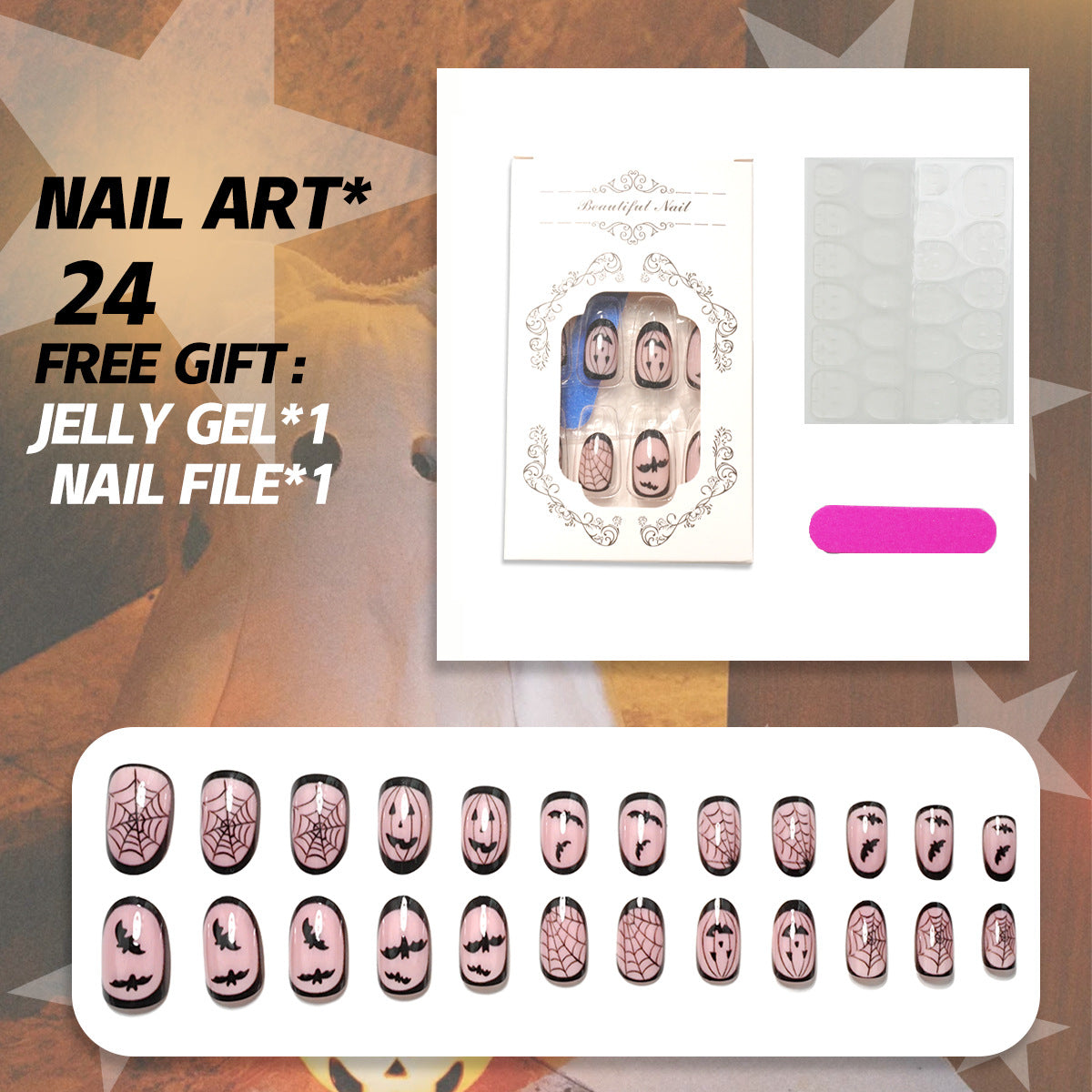 Halloween-Themen Press-On Nagelkunst Set