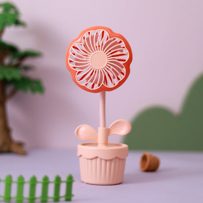 Damen Dekorativer Mini-Lüfter mit Blumen-Design Brehn