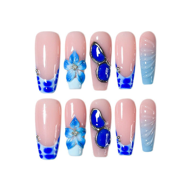 Künstlerische florale Acryl-Nagelerweiterungen Brehn