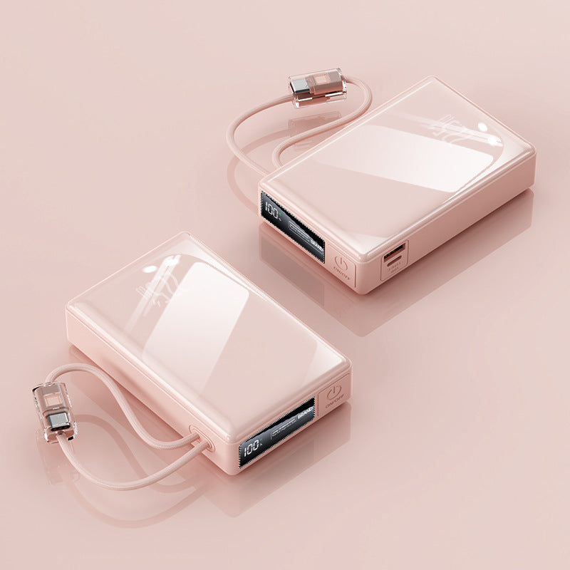 kompakte Powerbank mit integriertem Kabel und digitaler Ladeanzeige Brehn