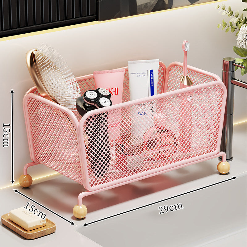 Netz Arbeitsplatte Badezimmer Kosmetik Organizer mit Holzballfüßen