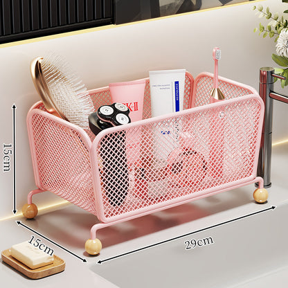 Netz Arbeitsplatte Badezimmer Kosmetik Organizer mit Holzballfüßen