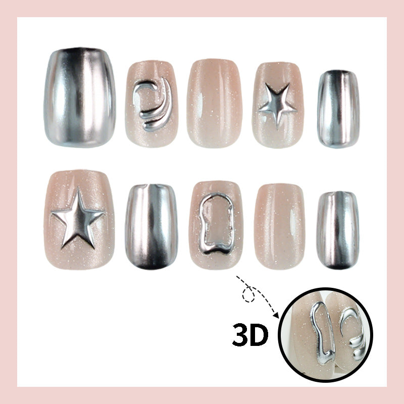 Kunstnagelset mit glamourösen Sternenmotiven und holographischen Effekten Brehn