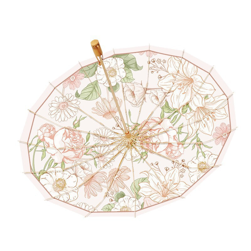Damen eleganter Faltregenschirm mit floralen Mustern Brehn