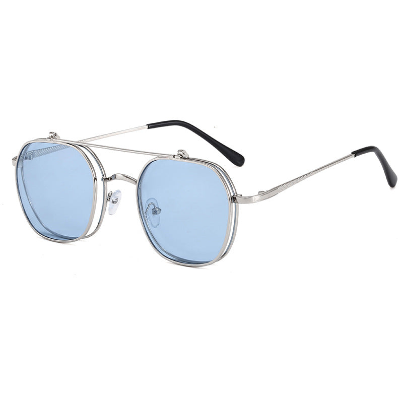 Damen geometrische Oversized-Sonnenbrille mit elegantem goldenem Rahmen Brehn