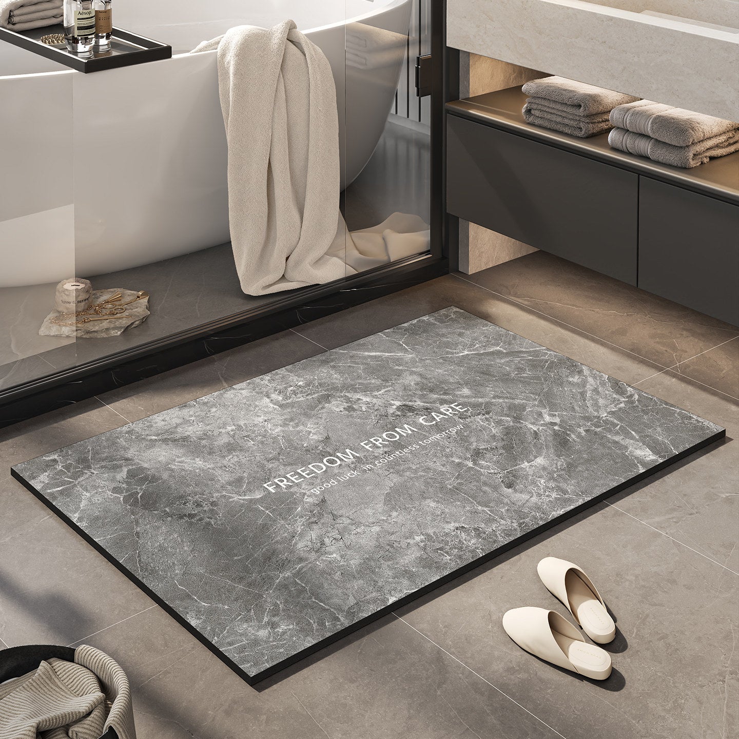 Inspirierendes Marmor-Badeteppich Brehn