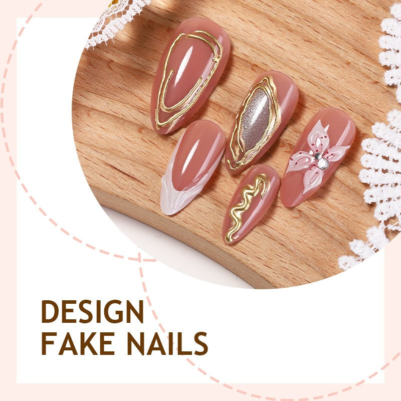 Kunstnagelset mit eleganten Blumen- und Glitzerelementen Brehn