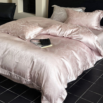 Luxuriöses Jacquard-Satin Bettwäsche-Set mit floralem Relief