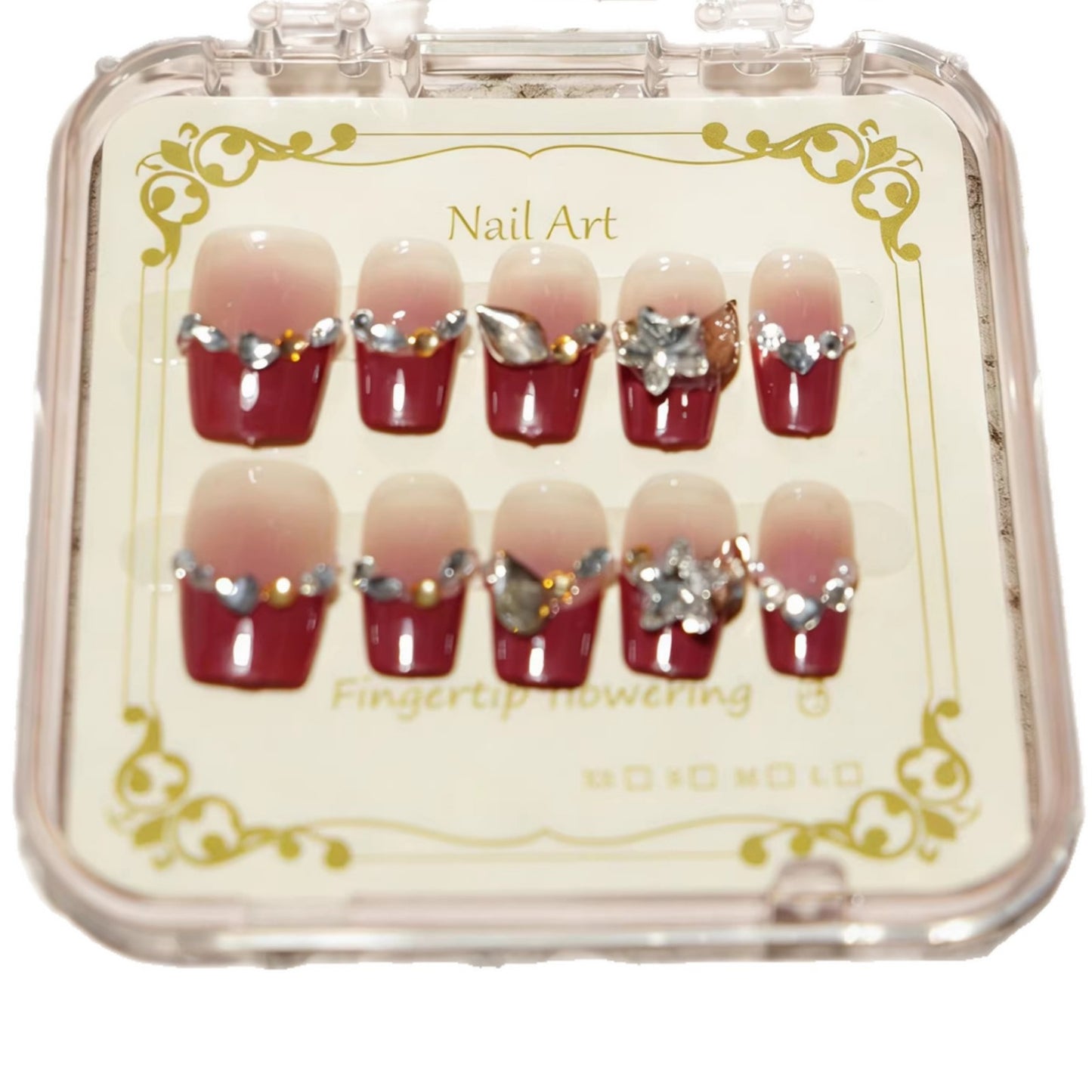 Dekorative mit Strass veredelte Press-On Nageltips Brehn