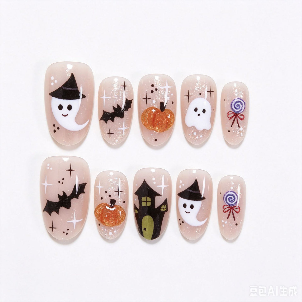 Halloween-Themen Künstlerische Press-On Nagelset Brehn